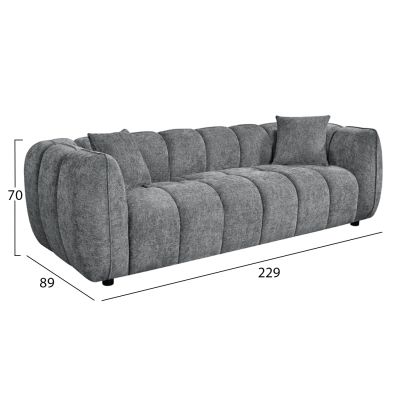 SOFA 3-SEATER LYKKE HM3323.01 GREY FABRIC 229x89x70Hcm.