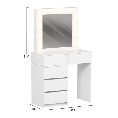 DRESSING TABLE WITH LED LIGHTS & DRAWERS BEYON HM2500.03 MELAMINE IN WHITE 80x40x140Hcm.