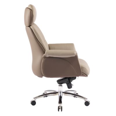 OFFICE CHAIR TOMLIN HM18358.02 BEIGE-BROWN PU LEATHER--CHROMED BASE 72x74x128Hcm.