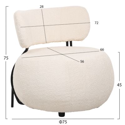 LOUNGE CHAIR ROUND KARSEN HM9598.06 ECRU BOUCLE FABRIC 75x75x75H