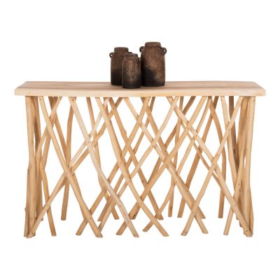 CONSOLE IN RUSTIC STYLE TEAK BRANCHES & 3cm. TABLETOP 121X36X75Hcm. HM9805