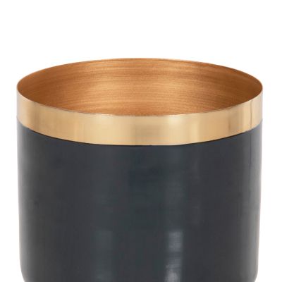 TABLE VASE LINGON HM4233.05 METAL IN ANTHRACITE BLUE-BRUSHED SILVER Φ21x37,5Hcm.