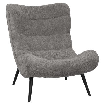 ARMCHAIR BRYM HM9605.11 GREY BOUCLE FABRIC-BLACK WOODEN LEGS 80x97x100Hcm.
