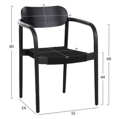 ARMCHAIR OSLO HM9636.12 TEAK WOOD & ROPE--B'RATED 55x54x80Hcm.