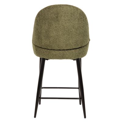 BAR STOOL MEDIUM HEIGHT ΗΜ8586.03 GREΕΝ BOUCLE FABRIC-BLACK METAL LEGS 55x62x105H cm
