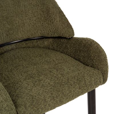BAR STOOL MEDIUM HEIGHT ΗΜ8586.03 GREΕΝ BOUCLE FABRIC-BLACK METAL LEGS 55x62x105H cm