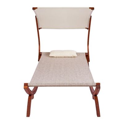 Шезлонг Wooden Walnut-Beige със сенник Colby 105x221x162см