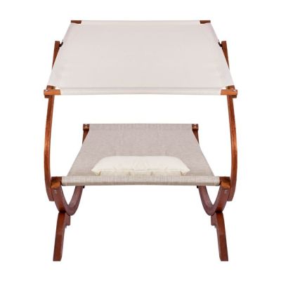 Шезлонг Wooden Walnut-Beige със сенник Colby 105x221x162см