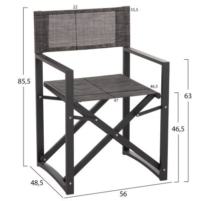 DIRECTOR'S CHAIR ALUMINUM DUPRE HM5094.01 GREY COLOR 57x48,5x85.5Hcm.