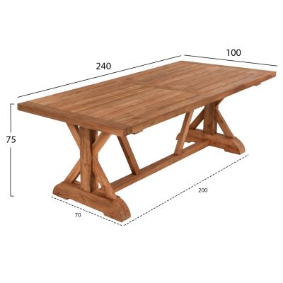 ВЪНШНА ТРАПЕЗНА МАСА 240x100x75Hcm.- натурал