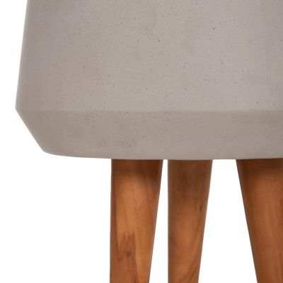 INDOOR POT QUAN HM4680.03M FIBER CEMENT IN GREY--TEAK BASE Φ35x50Hcm