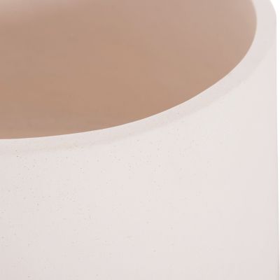 INDOOR POT QUAN HM4680.02L FIBER CEMENT IN WHITE--TEAK BASE Φ40x85Hcm