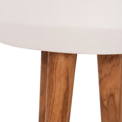 INDOOR POT QUAN HM4680.02L FIBER CEMENT IN WHITE--TEAK BASE Φ40x85Hcm