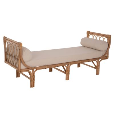 ВЪНШЕН ДИВАН CHARMELLA ЕСТЕСТВЕН РАТАН-БЕЖОВ ВЪЗГЛАВНИЦА 187x69x76Hcm.