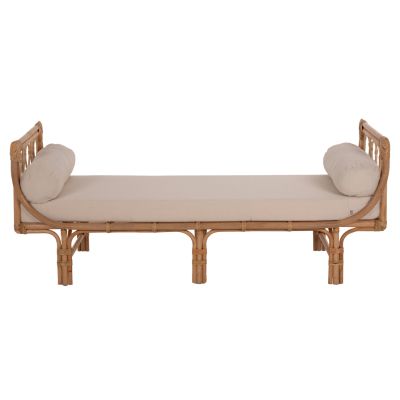ВЪНШЕН ДИВАН CHARMELLA ЕСТЕСТВЕН РАТАН-БЕЖОВ ВЪЗГЛАВНИЦА 187x69x76Hcm.