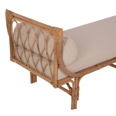 ВЪНШЕН ДИВАН CHARMELLA ЕСТЕСТВЕН РАТАН-БЕЖОВ ВЪЗГЛАВНИЦА 187x69x76Hcm.