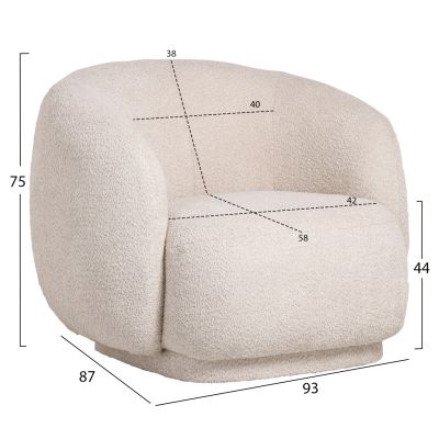 ARMCHAIR KARPEN HM9600.06 ECRU BOUCLE FABRIC 93x87x78H cm.