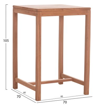 SET BAR TABLE WITH 2 BAR STOOLS PRESSCOT HM10918 TEAK WOOD IN NATURAL COLOR