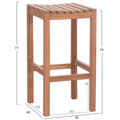 SET BAR TABLE WITH 2 BAR STOOLS PRESSCOT HM10918 TEAK WOOD IN NATURAL COLOR