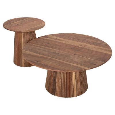Сет от 2 кръгли маси за кафе Groot- естествен цвят (диаметър 80 см и 45 см).