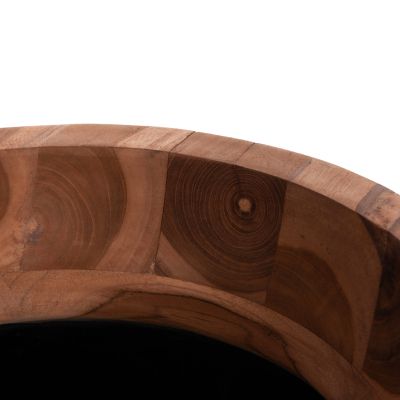 DECORATIVE FLOOR VASE LINTER HM4662.01L FIBER CEMENT IN BLACK--TEAK WOOD Φ41x47Hcm.