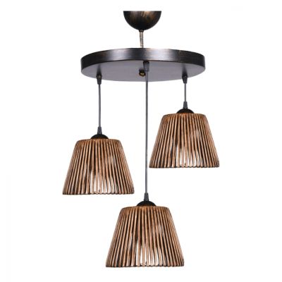 CEILING PENDANT 3-LIGHT HM7481 METAL/BAMBOO IN BRONZE 20x16x90Hcm.