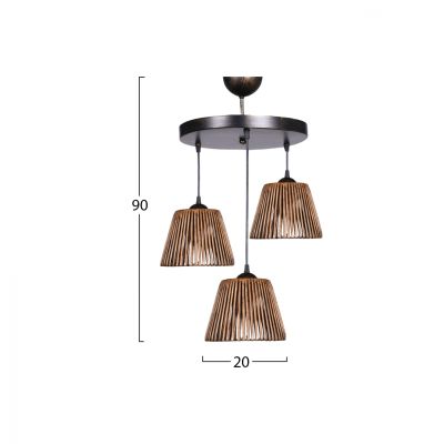 CEILING PENDANT 3-LIGHT HM7481 METAL/BAMBOO IN BRONZE 20x16x90Hcm.