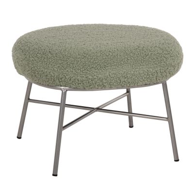 ТАБУРЕТКА TRUDI - БУКЛЕ ШАМ ФЪСТЪСЪК ЗЕЛЕН- СРЕБРИСТА МЕТАЛНА ОСНОВА 56x47x40Hcm.