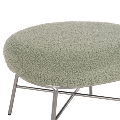 ТАБУРЕТКА TRUDI - БУКЛЕ ШАМ ФЪСТЪСЪК ЗЕЛЕН- СРЕБРИСТА МЕТАЛНА ОСНОВА 56x47x40Hcm.
