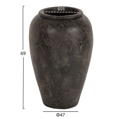 DECORATIVE FLOOR VASE SPARTA ΗΜ7933 TERRACOTA IN BLACK COLORING Φ47x69Hcm.