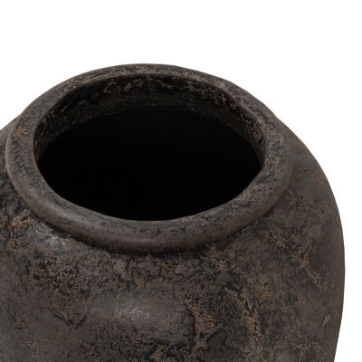 DECORATIVE FLOOR VASE SPARTA ΗΜ7933 TERRACOTA IN BLACK COLORING Φ47x69Hcm.