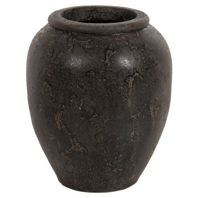 DECORATIVE FLOOR VASE SPARTA HM7928 TERRACOTA IN BLACK COLORING Φ44x49Hcm.