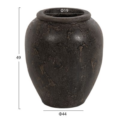 DECORATIVE FLOOR VASE SPARTA HM7928 TERRACOTA IN BLACK COLORING Φ44x49Hcm.