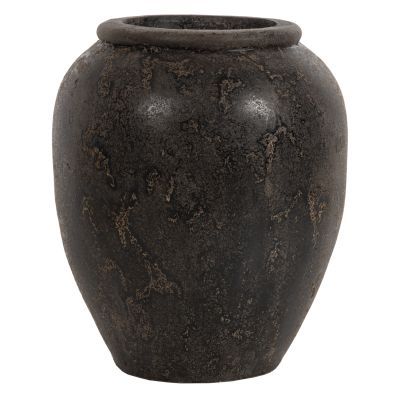 DECORATIVE FLOOR VASE SPARTA HM7928 TERRACOTA IN BLACK COLORING Φ44x49Hcm.