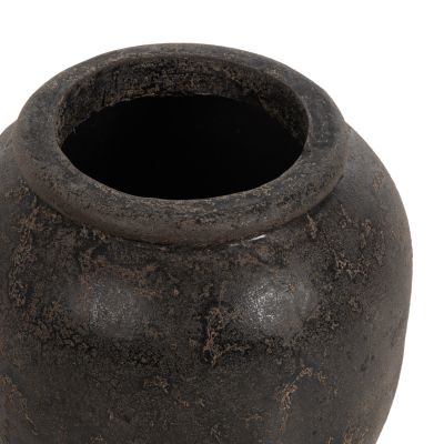 DECORATIVE FLOOR VASE SPARTA HM7928 TERRACOTA IN BLACK COLORING Φ44x49Hcm.