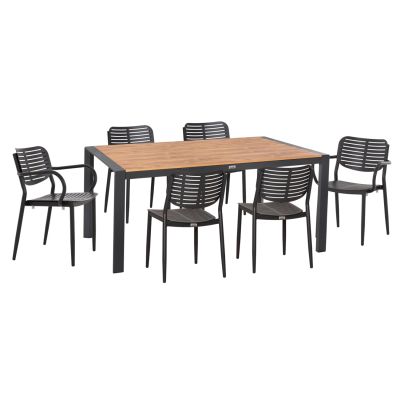 OUTDOOR DINING SET 7PCS HILLIARD HM10999.03 ANTHRACITE ALUMINUM-POLYWOOD
