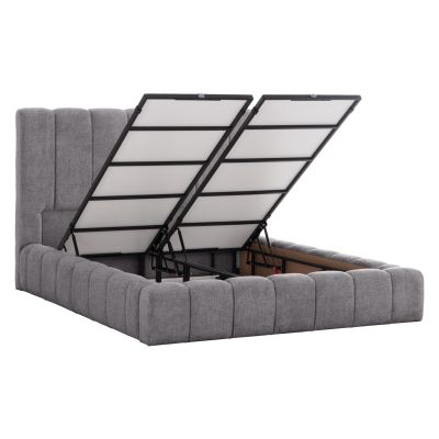 BED WITH STORAGE SPACE REMO HM719.22 TEDDY FABRIC IN GREY-FOR MATTRESS 160x200cm.