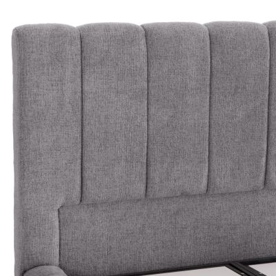 BED WITH STORAGE SPACE REMO HM719.22 TEDDY FABRIC IN GREY-FOR MATTRESS 160x200cm.