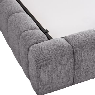 BED WITH STORAGE SPACE REMO HM719.22 TEDDY FABRIC IN GREY-FOR MATTRESS 160x200cm.