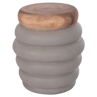 Табуретка PUFFAT -сиво/тиково дърво