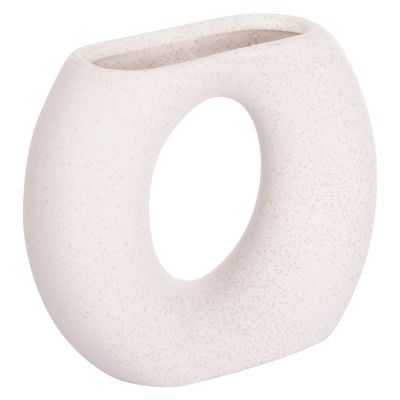 CERAMIC TABLE DECOR ELLIPTO HM4646.01 OFF WHITE WITH CRYSTALLIZATION 18x6.5x14Hcm.
