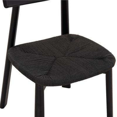DINING CHAIR OSORIO HM18335.02 RUBBERWOOD & ROPE IN BLACK 51x55x74Hcm.