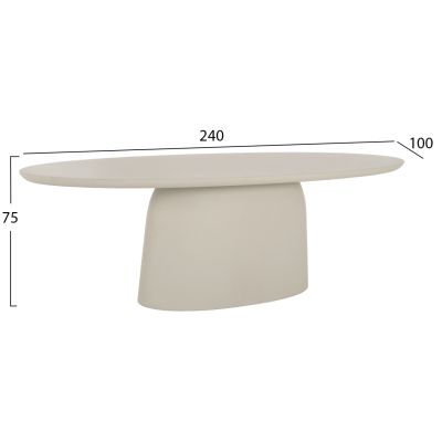 OVAL DINING TABLE BRECCAN HM6577.02 BEIGE FIBER CEMENT 240x100x75Hcm.