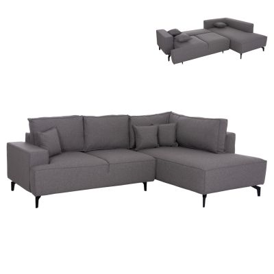 CORNER SOFA-BED WITH STORAGE SPACE SAFFIRA HM3303.01R GREY FABRIC 270x195x100Hcm.