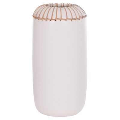 DECORATIVE TABLE VASE LENNOX HM4675.02S TERRACOTA IN WHITE--Φ18x33Hcm.