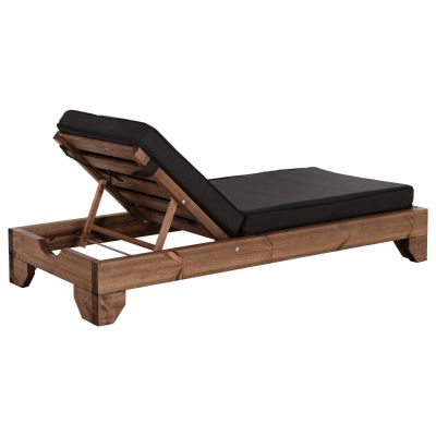 ШЕЗЛОНГ ЗА ПЛАЖ KORINOS - ОТ БОРОВА ДЪРВЕСИНА В ОРЕХ -- ВЪЗГЛАВНИЦА В ЧЕРНО 79x204x80Всм.