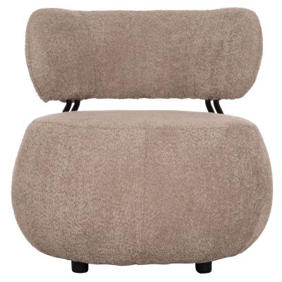 LOUNGE CHAIR ROUND KARSEN HM9598.08 DARK BEIGE BOUCLE FABRIC 79x82x74Hcm.