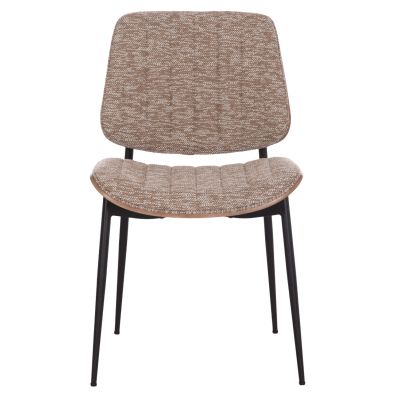DINING CHAIR CONTI HM9983.01 BLACK METAL--BROWN FABRIC 49x56x82Hcm.