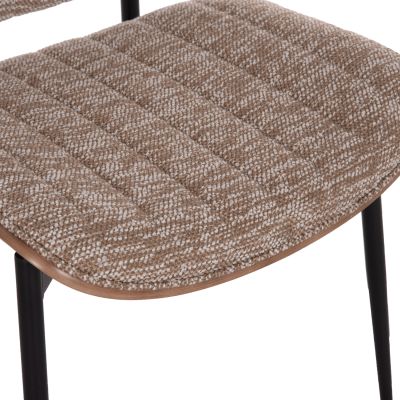 DINING CHAIR CONTI HM9983.01 BLACK METAL--BROWN FABRIC 49x56x82Hcm.