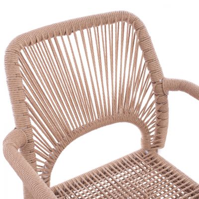 WHITE ALUMINUM ARMCHAIR WITH BEIGE PE ROPE HM5771.01 55Χ63Χ82Η cm.